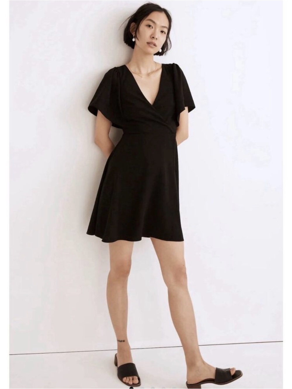 madewell black cape sleeveless mini dress like new 12